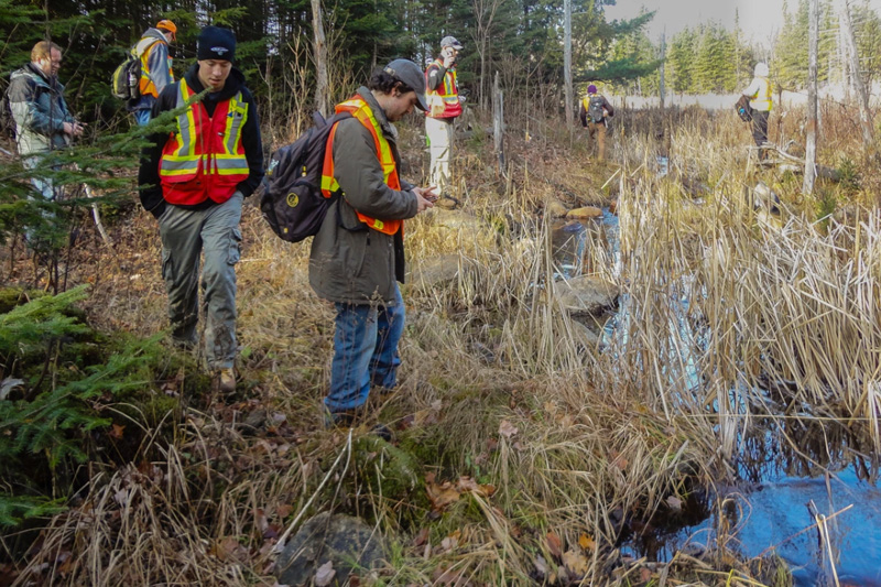 Sault College Parks students assisting LSWC with the trail route planning