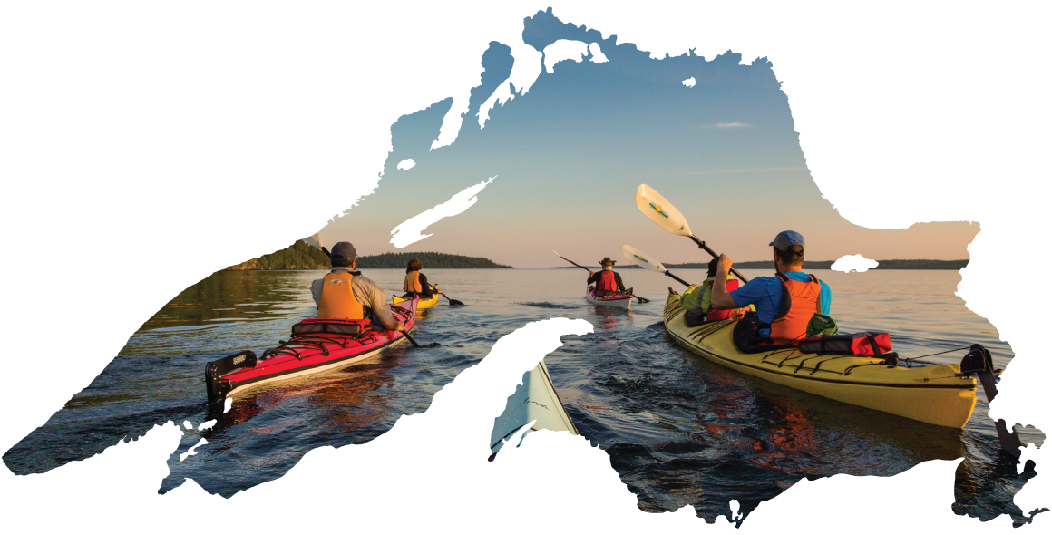 kayakers paddling on Lake Superior